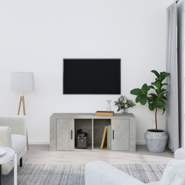 Comodă TV, gri beton, 100x35x40 cm, lemn prelucrat - Img 1