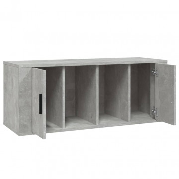 Comodă TV, gri beton, 100x35x40 cm, lemn prelucrat - Img 6