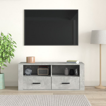 Comodă TV, gri beton, 100x35x40 cm, lemn prelucrat - Img 3