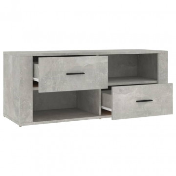 Comodă TV, gri beton, 100x35x40 cm, lemn prelucrat - Img 6