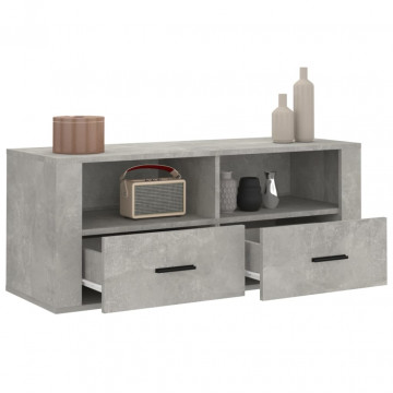 Comodă TV, gri beton, 100x35x40 cm, lemn prelucrat - Img 8