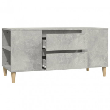 Comodă TV, gri beton, 102x44,5x50 cm, lemn prelucrat - Img 5