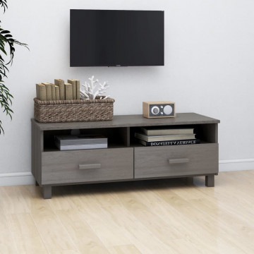 Comodă TV, gri deschis, 106x40x40 cm, lemn masiv de pin - Img 6