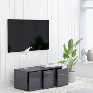 Comodă TV, gri extralucios, 80 x 34 x 30 cm, PAL - Img 3