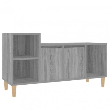 Comodă TV, gri sonoma, 100x35x55 cm, lemn prelucrat - Img 2