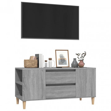 Comodă TV, gri sonoma, 102x44,5x50 cm, lemn prelucrat - Img 4