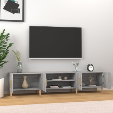 Comodă TV, gri sonoma, 180x31,5x40 cm, lemn prelucrat - Img 3
