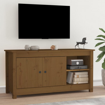 Comodă TV, maro miere, 103x36,5x52 cm, lemn masiv de pin - Img 1