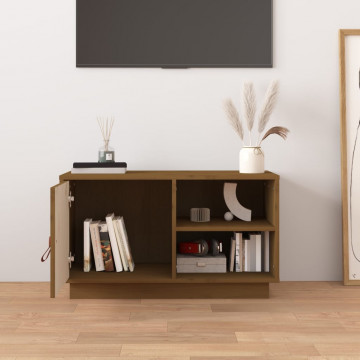 Comodă TV, maro miere, 70x34x40 cm, lemn masiv de pin - Img 3