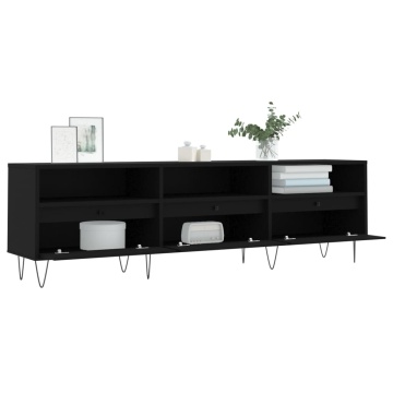 Comodă TV, negru, 150x30x44,5 cm, lemn prelucrat - Img 4