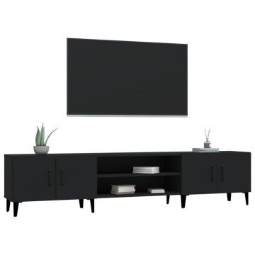 Comodă TV, negru, 180x31,5x40 cm, lemn prelucrat - Img 4