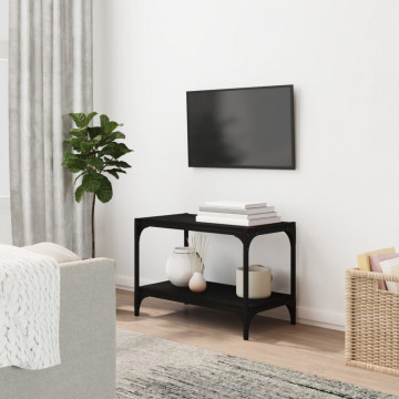 Comodă TV, negru, 60x33x41 cm, lemn prelucrat și oțel - Img 1