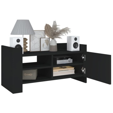 Comodă TV, negru, 80x35x40 cm, lemn prelucrat - Img 3