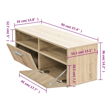 Comodă TV, PAL, 95 x 35 x 36 cm, culoarea stejarului - Img 5