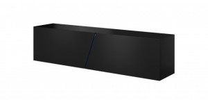 Comoda Tv Slant 160 + Led | Black/Black High Gloss - Img 2