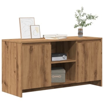 Comodă TV, stejar artizanal, 102x37,5x52,5 cm, lemn prelucrat - Img 1