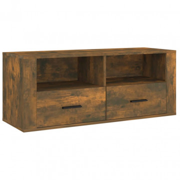 Comodă TV, stejar fumuriu, 100x35x40 cm, lemn prelucrat - Img 2