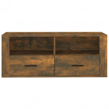 Comodă TV, stejar fumuriu, 100x35x40 cm, lemn prelucrat - Img 5