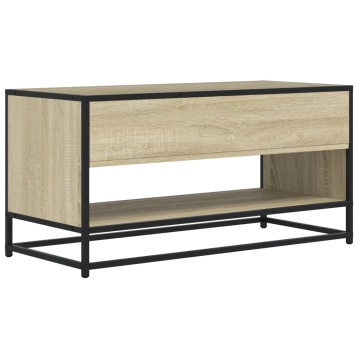 Comodă TV, stejar sonoma, 91x40x46 cm, lemn prelucrat și metal - Img 5