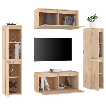 Comode TV, 6 buc., lemn masiv de pin - Img 4