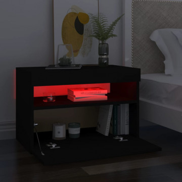 Comode TV cu lumini LED, 2 buc., negru, 60x35x40 cm - Img 4