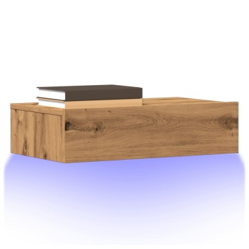 Comode TV cu lumini LED 2 buc., stejar artizanal, 60x35x15,5 cm - Img 1