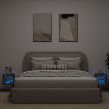 Comode TV cu lumini LED, 2 buc., stejar fumuriu, 30x28,5x30 cm - Img 3