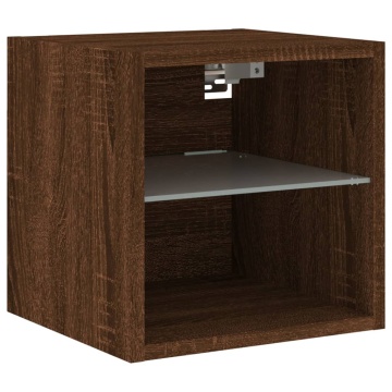 Comode TV cu lumini LED, 2 buc., stejar maro, 30x28,5x30 cm - Img 7