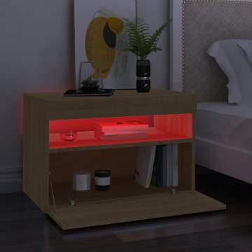 Comode TV cu lumini LED, 2 buc., stejar Sonoma, 60x35x40 cm - Img 8