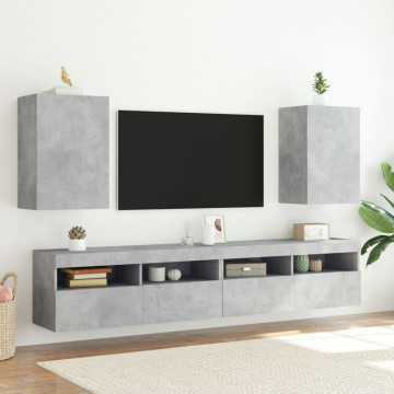 Comode TV de perete, 2 buc. gri beton, 40,5x30x60 cm, lemn - Img 3