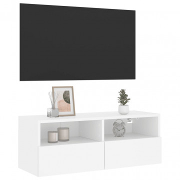 Comode TV de perete, alb, 80x30x30 cm, lemn prelucrat - Img 8