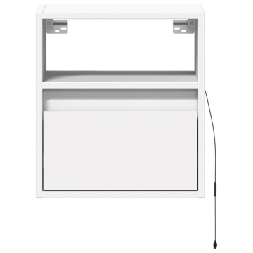 Comode TV de perete cu lumini LED, 2 buc., alb, 41x31x45 cm - Img 5