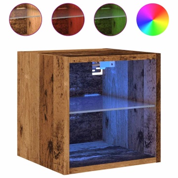 Comode TV perete cu lumini LED 2 buc. lemn vechi 30x28,5x30 cm - Img 3