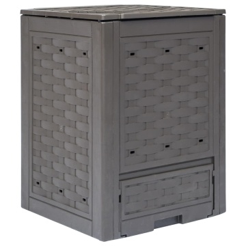 Compostor de grădină, maro, 60x60x83 cm, 300 L plastic ratan - Img 1