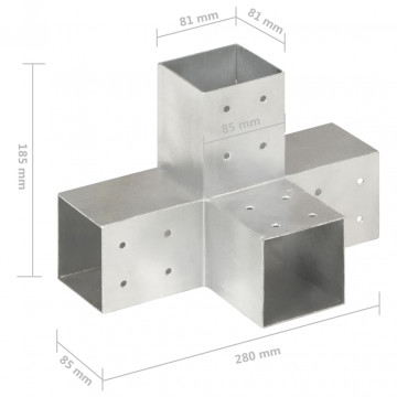 Conectori de grindă, formă X, 4 buc, 81x81 mm, metal galvanizat - Img 6