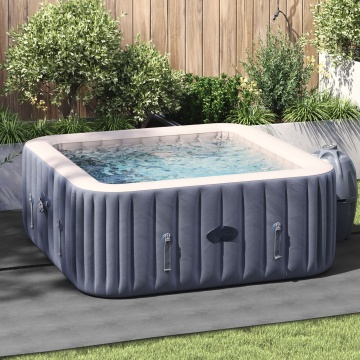 Copertă pătrată pentru piscină Gri deschis Poliester 274 x 274 cm - Img 1