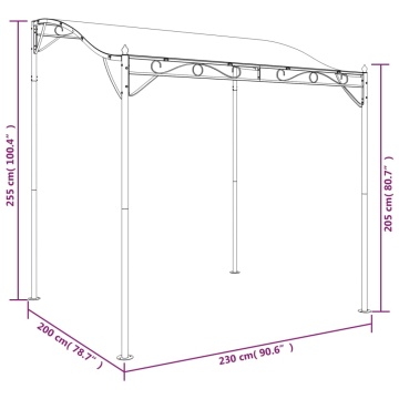 Copertină, antracit, 2x2,3 m, 180 g/m², material textil și oțel - Img 7