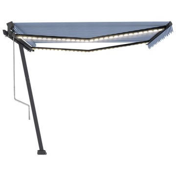 Copertină automată cu senzor vânt&LED, albastru/alb, 400x350 cm - Img 4