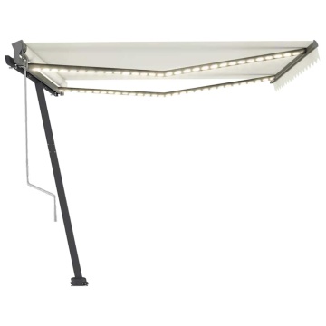 Copertină automată cu senzor vânt & LED, crem, 400x300 cm - Img 3