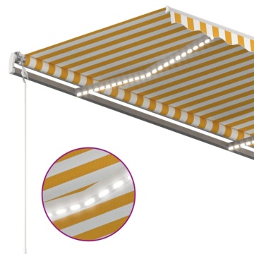 Copertină automată cu senzor vânt&LED, galben/alb, 400x350 cm - Img 8