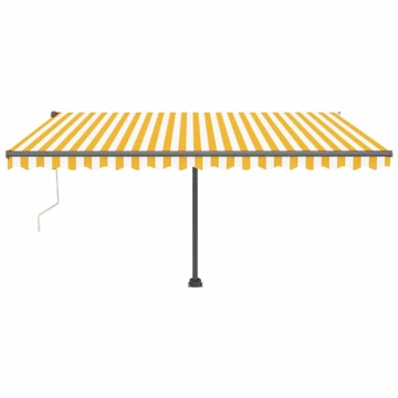 Copertină automată cu senzor vânt&LED, galben&alb, 450x300 cm - Img 3