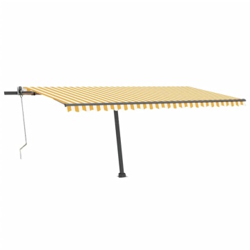 Copertină automată cu senzor vânt&LED, galben/alb, 500x300 cm - Img 2