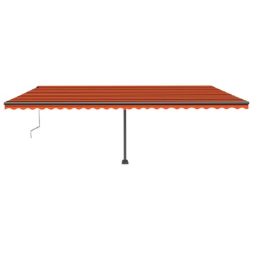 Copertină automată senzor vânt&LED, portocaliu&maro, 600x300 cm - Img 3