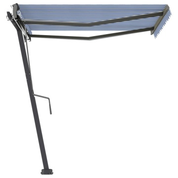 Copertină autonomă retractabilă automat albastru&alb 350x250 cm - Img 3