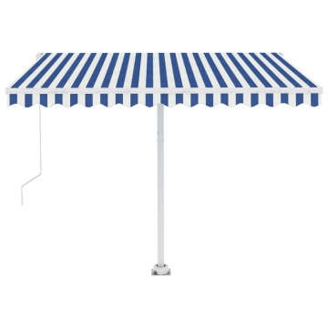 Copertină autonomă retractabilă automat albastru&alb 350x250 cm - Img 8