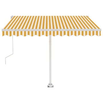 Copertină autonomă retractabilă automat galben&alb 300x250 cm - Img 8