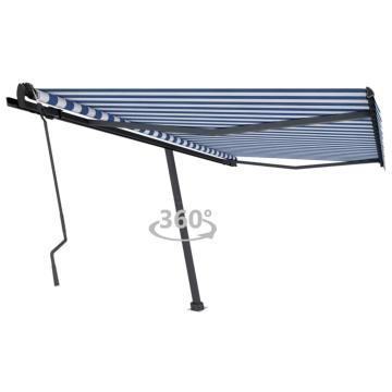 Copertină autonomă retractabilă manual albastru/alb 450x350 cm - Img 1