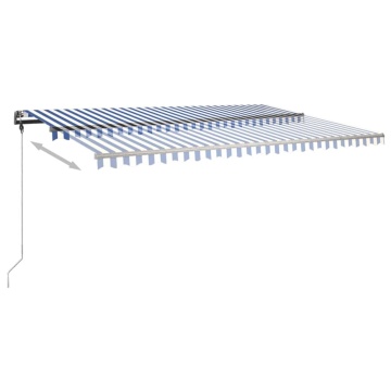Copertină autonomă retractabilă manual, albastru/alb, 500x300cm - Img 5