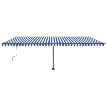 Copertină autonomă retractabilă manual albastru/alb 600x300 cm - Img 3