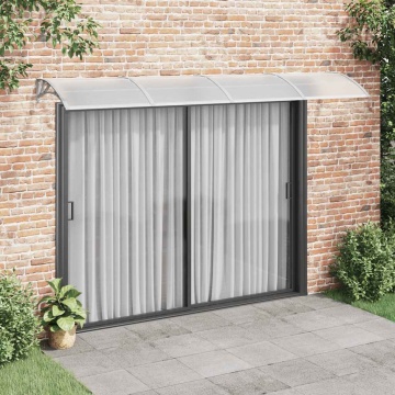 Copertină de ușă, gri și transparent, 350x75 cm, policarbonat - Img 1